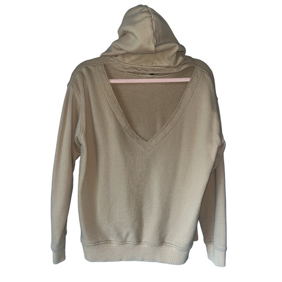 Hudson Jeans Back Cut out Cotton Hoodie Women’s Small Tan Camel Neutral Fall - Picture 7 of 16